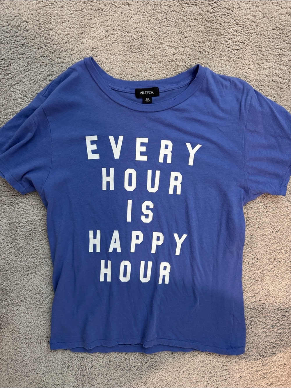 Wildfox Purple-Blue Graphic Tee - Every Hour Is Happy Hour